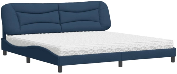 vidaXL Bett mit Matratze "Hvar" Blau 200x200 cm Stoff 3208561