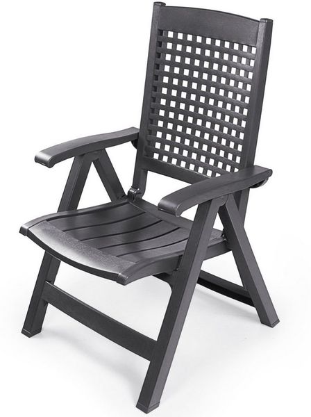 ONDIS24 Klappstuhl Bellami Hochlehner Klappsessel anthrazit Gartensessel mit Armlehnen, klappbar in 4 Stufen