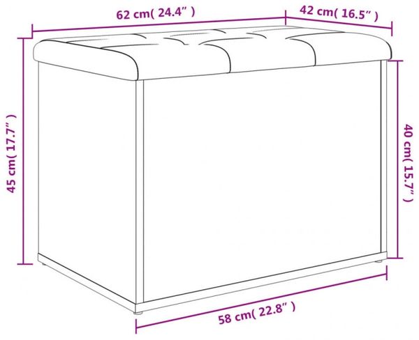 Sitzbank mit Stauraum, Holzwerkstoff, Grau Sonoma, 62 x 42 x 45 cm Bild 10