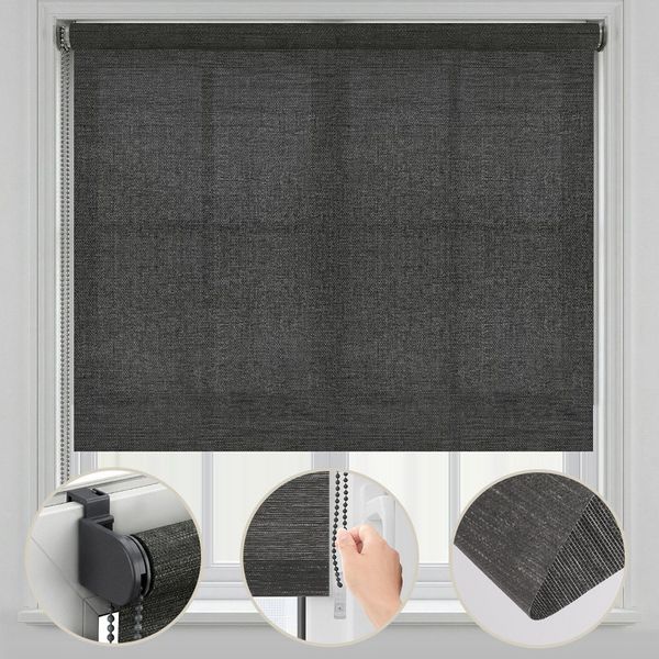 Rollo Seitenzugrollo Verdunkelungsrollo ohne Bohren verdunkelnd Rollo, Sekey, verspannt, Klemmfix, Nachhaltiges Papiergewebe mit Leinenstruktu Seitenzugrollo Sichtschutz
