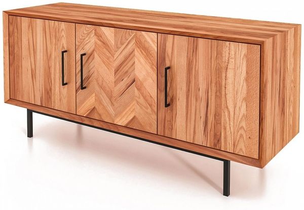 Kommode Seiba Kernbuche massiv 144x45x65 mit 3 Türen und Fischgrätmuster