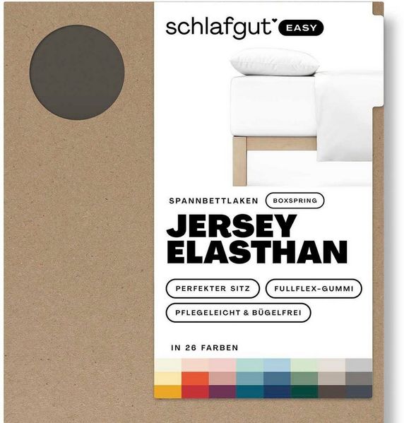 Schlafgut Spannbettlaken EASY Jersey Elasthan Boxspring, Jersey, Gummizug: rundum, (1 Stück), MADE IN GREEN by OEKO-TEX®