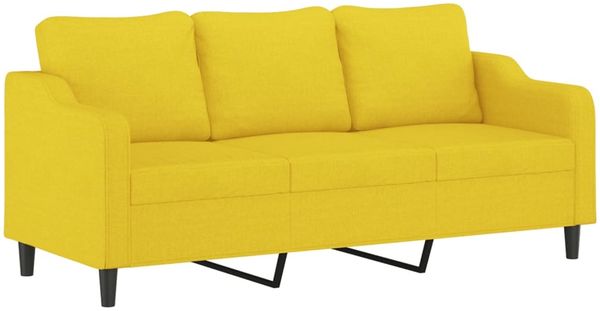 vidaXL 2-tlg. Sofagarnitur mit Kissen Hellgelb Stoff 3201839 Bild 4