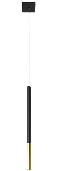 Pendelleuchte, Stahl, schwarz-gold, H 110 cm