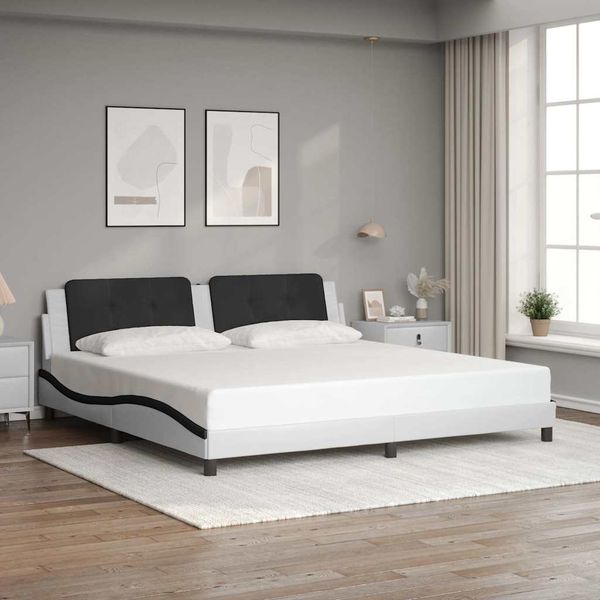 vidaXL Bettgestell ohne Matratze "Zadar" Weiß und Schwarz 200x200 cm Kunstleder 3208211