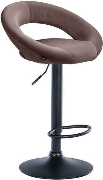 Barhocker MEKIM - Samt Braun 53x47x80 cm Schwarz | Barstuhl Höhenverstellbar Mit Lehne Drehbar Tresenhocker Tresenstuhl Kneipenhocker Kneipenstuhl
