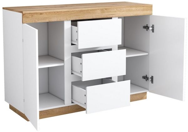 Odikalo Schubkastenkommode Schubladen Türen Schließfach Schlafzimmer Wohnzimmer Spanplatte weiß