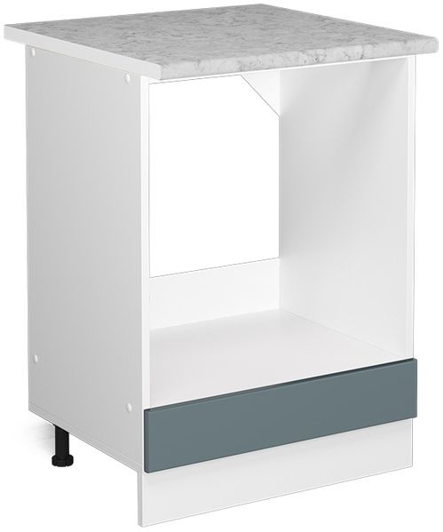 Herdumbauschrank R-Line Blau-Grau 60 cm , AP Marmor Vicco