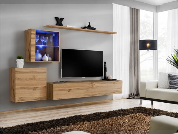 Hängende Wohnwand Switch XV in Wotan 260 x 150 cm 4-teilig
