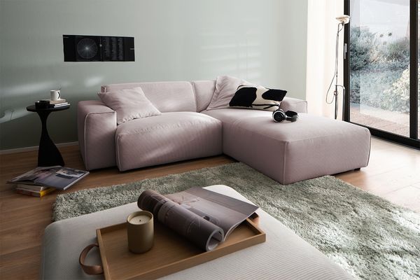 KAWOLA Sofa RANI Ecksofa Feincord rosa Recamiere rechts 71 x 189 x 228 cm