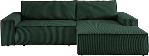 Home affaire Ecksofa SHERWOOD Schlafsofa 267 cm, L-Form, Schlaffunktion mit Bettkasten (210x136 cm), Cord, Vintage, Samtvelours