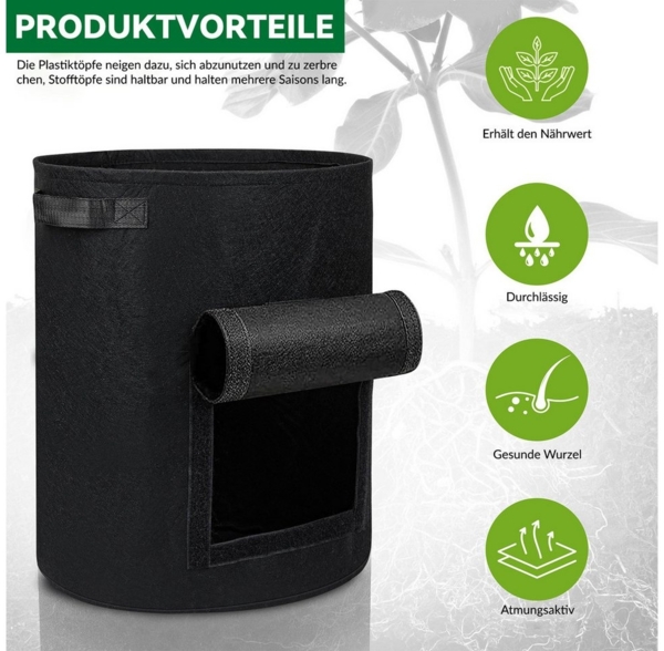 Rosnek Pflanzkübel 18/26/38L, Verdickter Vliesstoff, für den Anbau von Kartoffeln Tomaten (1 St), mit Klappe, Pflanzensack Bild 3