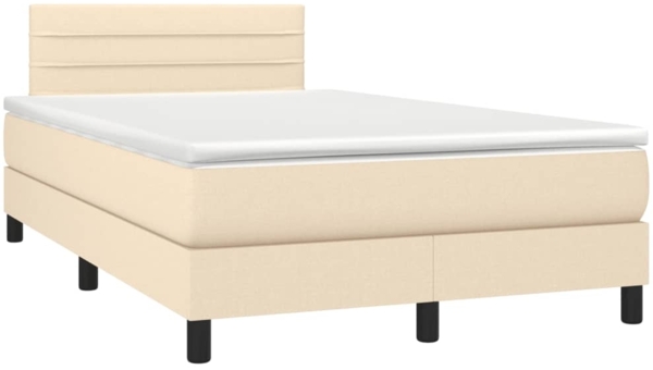 vidaXL Boxspringbett mit Matratze Creme 120x190 cm Stoff 3269735