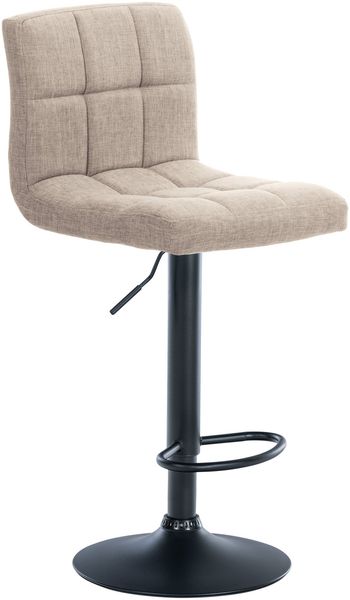 Barhocker MADRID - Creme, Stoff, Schwarz Barhocker mit Lehne Barstuhl Tresenhocker Tresenstuhl Kneipenhocker Kneipenstuhl