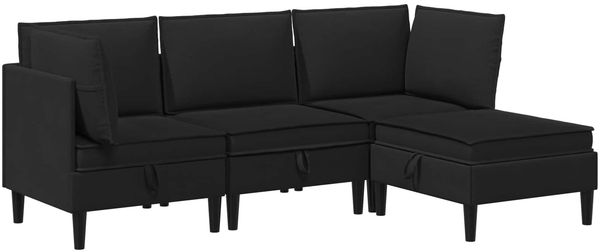 vidaXL Wohnzimmergarnitur 4 pcs Schwarz Stoff 3413810 Bild 2