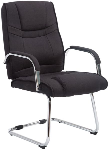 Besucherstuhl DELHI - Stoff Schwarz 60x67x104 cm | Besucherstühle Konferenzstuhl Wartezimmerstuhl Bürostühle Bürostuhl Konferenzraum Wartezimmer