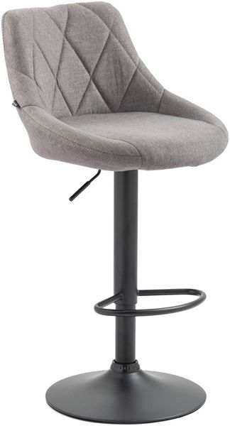 Barhocker FALON - Stoff Grau 46x49x83 cm Schwarz | Barstuhl Mit Lehne Drehbar Tresenhocker Tresenstuhl Kneipenhocker Kneipenstuhl