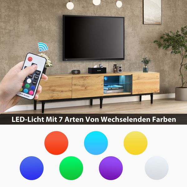 TV-Schrank 175 cm mit LED-Beleuchtung, großem Stauraum, 3 Schränken, MDF Holzoptik Schwarz Bild 8