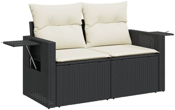 vidaXL 5-tlg. Garten-Sofagarnitur mit Kissen Schwarz Poly Rattan 3224530 Bild 3