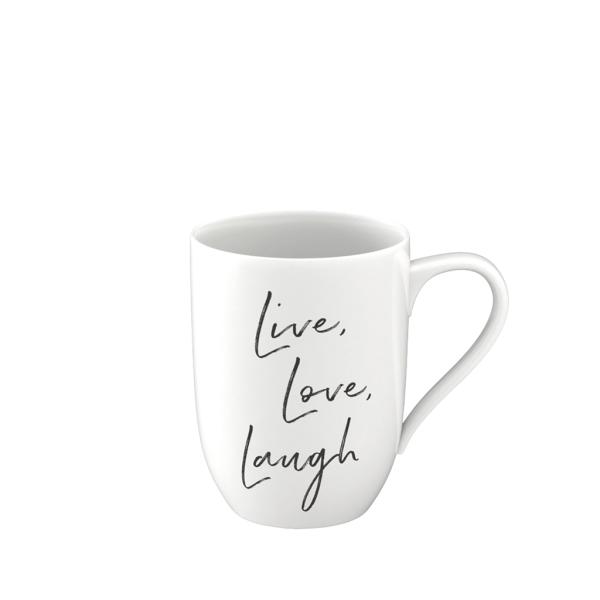 Villeroy & Boch Vorteilset 6 Stück Statement Becher mit Henkel Live Love Laugh Premium Porcelain weiß 1016219659