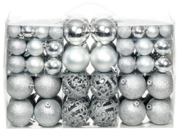 vidaXL 100-tlg. Weihnachtskugel-Set 3/4/6 cm Silbern 245712
