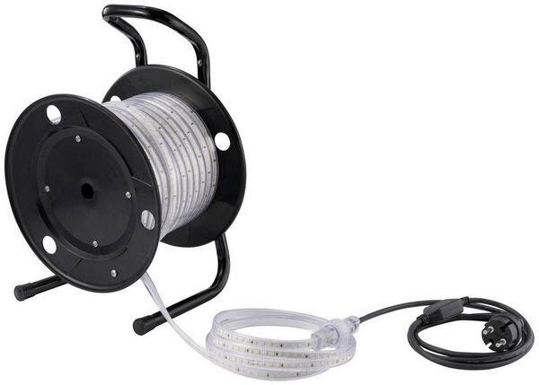 Sygonix LED Stripe Sygonix SY-6700426 LED-Streifen mit Stecker 230 V/AC 25 m Kaltweiß