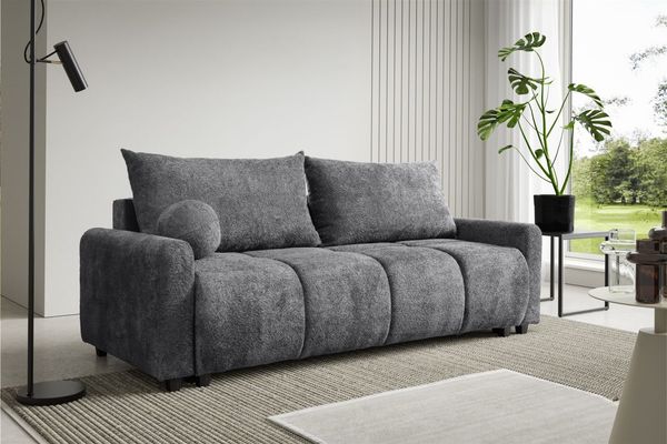 Sofa 3-Sitzer mit Schlaffunktion GIANA Stoff Soft Grau