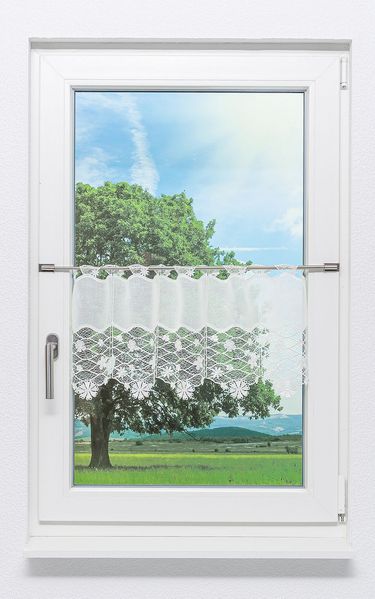 Scheibengardine Plauener Spitze - Blütenmeer (Bx H) 48cm * 32cm weiß