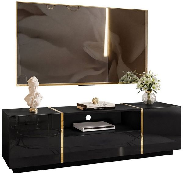 Lookway TV-Schrank ONYX Moderne Hochglanz TV-Lowboard 158 cm mit Schublade