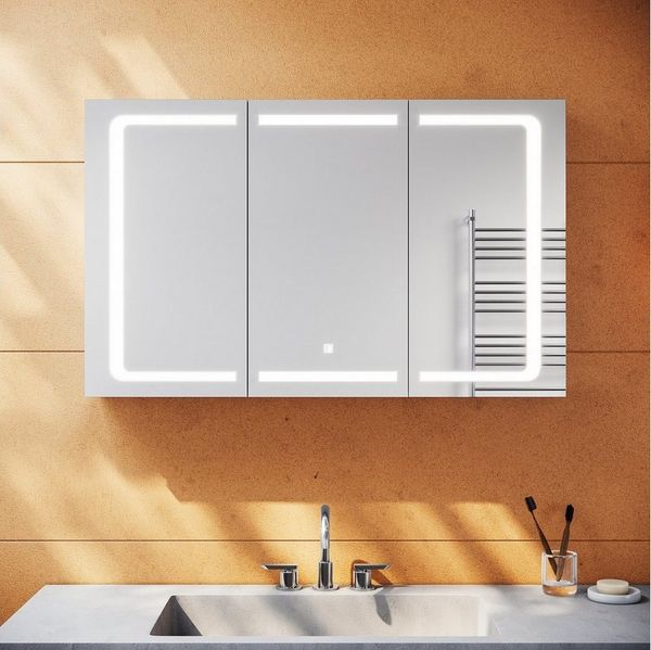 SONNI Spiegelschrank Spiegelschrank Bad mit Beleuchtung LED Badspiegel Touch 105x65cm