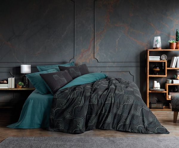 L'Essentiel Maison Bettwäsche Set Relax Petrol Blau, Ranforce, 3 teilig, 100% Baumwolle Ranforce – weich, atmungsaktiv & hautfreundlich