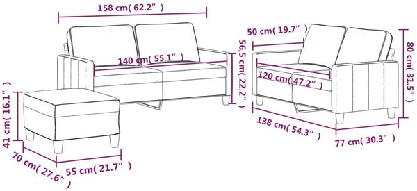vidaXL 3-tlg. Sofagarnitur mit Kissen Dunkelgrün Samt 3201508 Bild 9