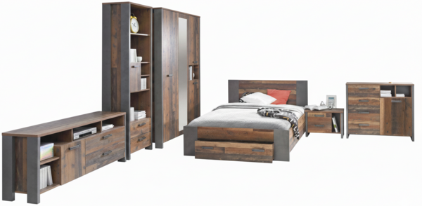 Jugendzimmer CLIF Komplettset 7-tlg. Optik: Old Wood Vintage von Forte