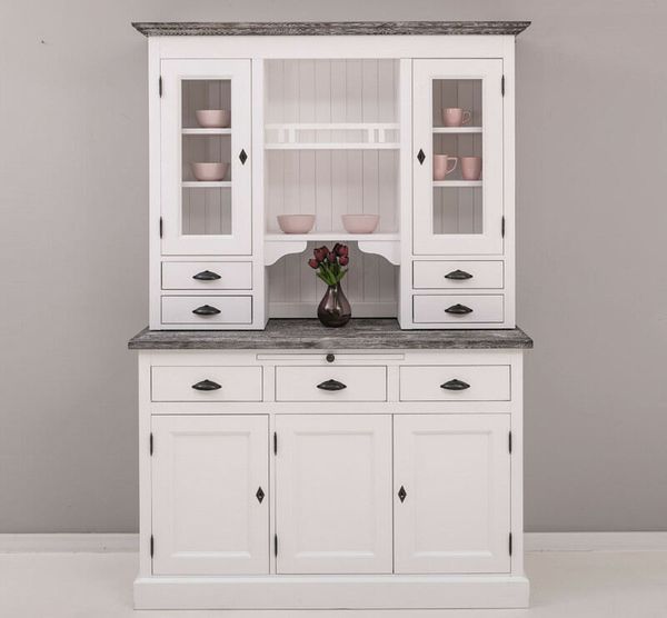Esszimmer Buffetschrank Landhausstil weiß-anthrazitgrau