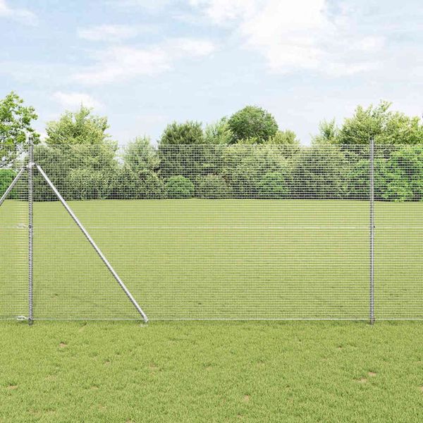 vidaXL Schweißdrahtzaun mit Spikes 25 x 1,5 m Verzinkter Stahl Silber 3351975
