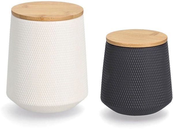 Zeller Present Vorratsdose, Bambus, Keramik, (Set, 2-tlg, 580ml, Ø 11 x 11,4 cm, 1080ml, Ø 13 x 15,4 cm), edles Design, Bambus/Keramik, 580/1080 ml
