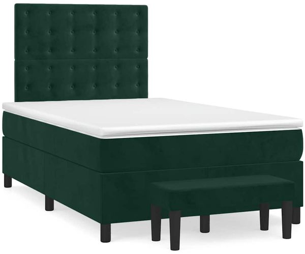 vidaXL Boxspringbett mit Matratze Dunkelgrün 120x190 cm Samt 3270496