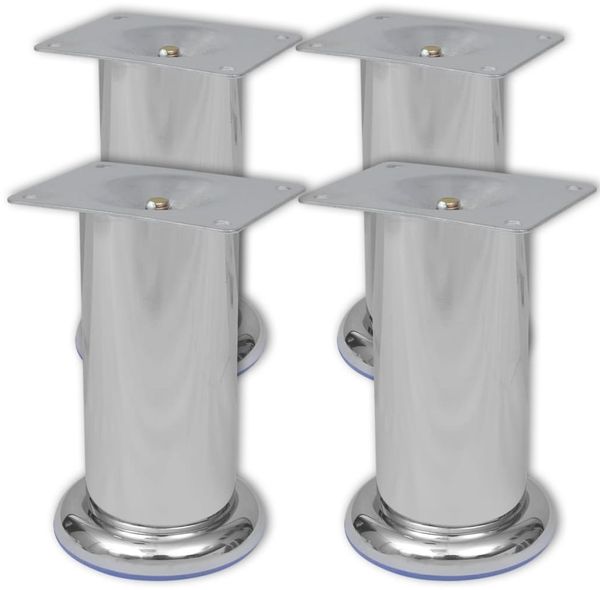 4 x Möbelfuß Sofafuß Sockelfuß Chrom rund 120 mm 242158