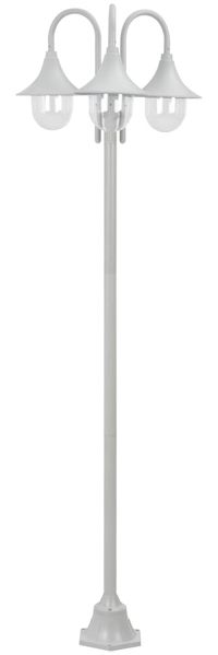vidaXL Garten-Pollerleuchte E27 220 cm Aluminium 3-Laterne Weiß 44206