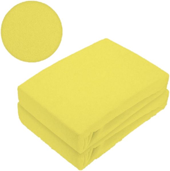Frottee Spannbettlaken Rundumgummizug Marke Doppelpack 180 x 200 cm Gelb Bild 2
