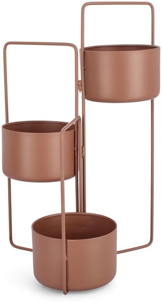Blumenkasten Areyka aus Metall, modern und faltbar, Braun, Outdoor geeignet, von Bizzotto