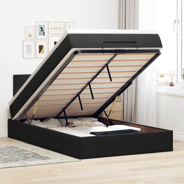 vidaXL Ottoman-Bett mit Matratze Schwarz 120x190 cm Samt 3311761