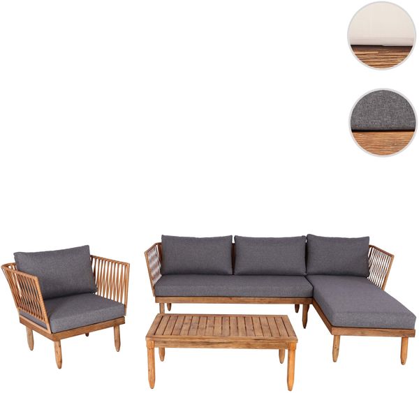 Garten-Garnitur HWC-L29, Garnitur Sitzgruppe Lounge-Set Sofa, Akazie Holz MVG-zertifiziert ~ dunkelgrau Bild 10