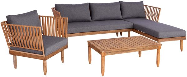 Garten-Garnitur HWC-L29, Garnitur Sitzgruppe Lounge-Set Sofa, Akazie Holz MVG-zertifiziert ~ dunkelgrau Bild 9