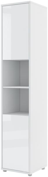 MEBLINI Schrank für Schrankbett Bed Concept - Hochschrank mit Ablagen und Fächern - Nachttisch - BC-08 - Weiß Hochglanz/Weiß