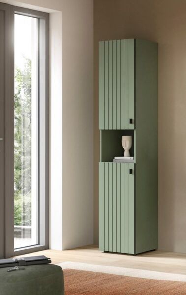 Home affaire Garderobenschrank TATIO, Höhe 192 cm, Rillenoptik, 2 Türen, offenes Fach (1-St) Garderobenschrank, Flurschrank, Dielenschrank, Hochschrank