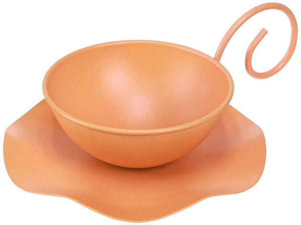 Viana Übertopf Metall Deko Tasse Orange Ø11,5cm Unterteller 2er Set