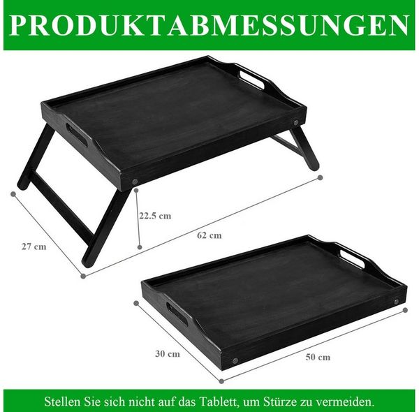 HEYHIPPO Tabletttisch Bambus-Betttisch mit klappbaren Beinen,Serviertablett & Laptop-Tablett (Ein Tisch, Laptop-Tisch mit Griff – ideal für Homeoffice und entspanntes Arbeiten), Klapptisch für Sofa/Bett – platzsparend & vielseitig 50×30×22,5 cm