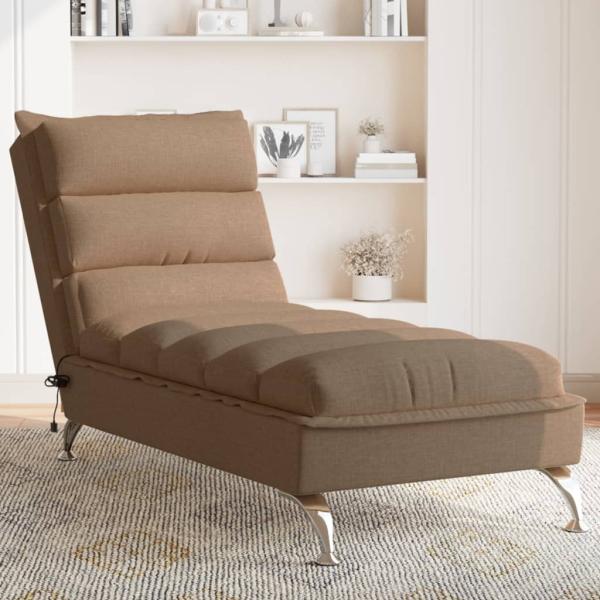 vidaXL Massage-Chaiselongue mit Kissen Braun Stoff 379478