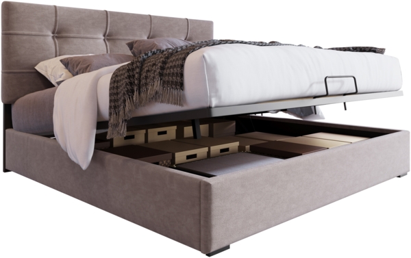 Polsterbett 140x200 cm Samt mit hydraulischem Bettkasten und verstellbarem Kopfteil, Hellgrau,Hellgrau